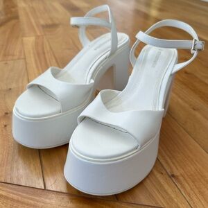 Chunky white platform heels Y2K/90s